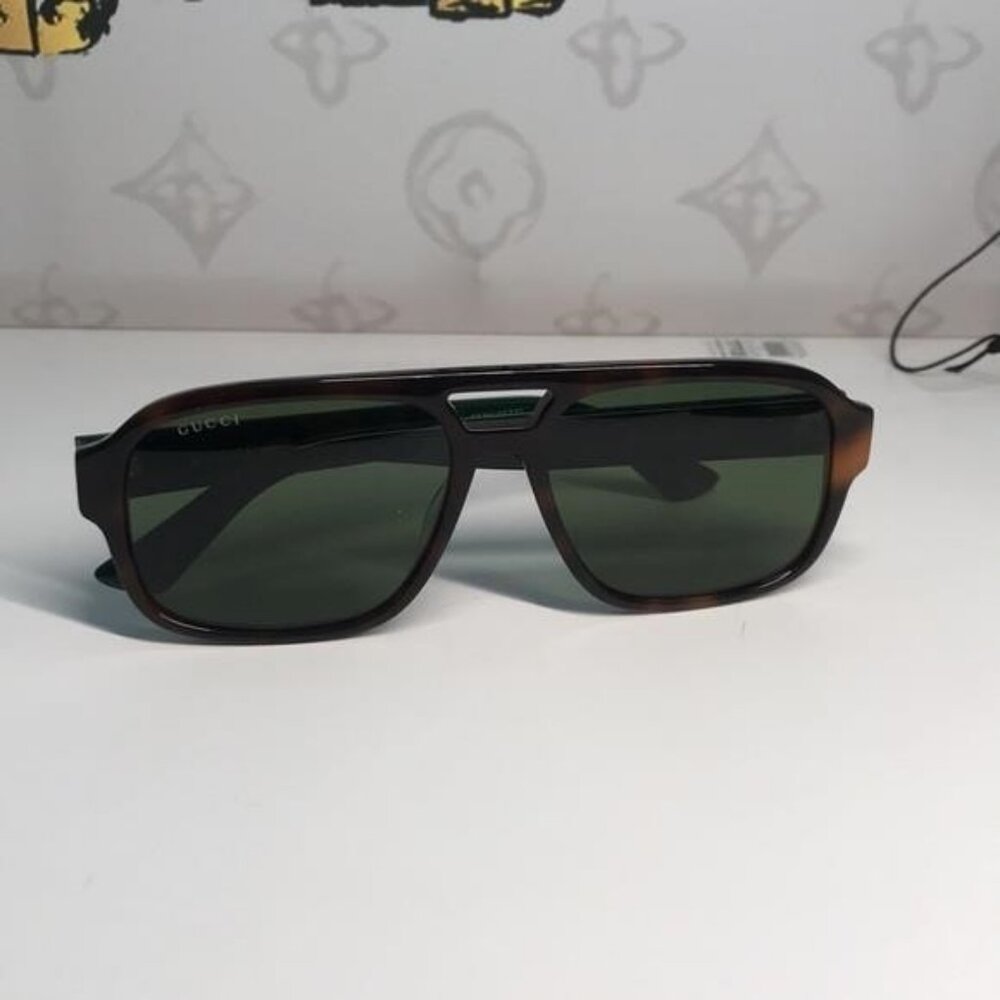 Authentic ✨ Brand New Gucci GG0925S 002 Aviator Sunglasses – Havana Frame with G - Picture 7 of 14